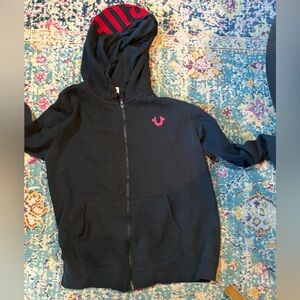 True Religion Black Hoodie with Red Branding
